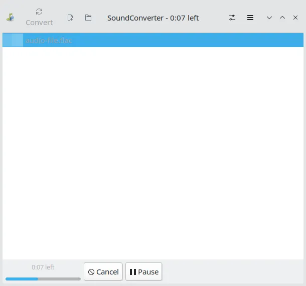 screenshot of an in-progress conversion in soundconverter